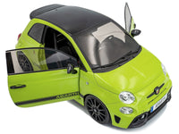 2023 Fiat F595 Abarth Verde Adrenalina Green with Black Top and Stripes 1/18 Diecast Model Car by Solido