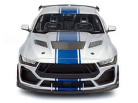 2024 Ford Shelby Mustang Super Snake Gray Metallic with Blue Stripes 1/18 Diecast Model Car by Solido