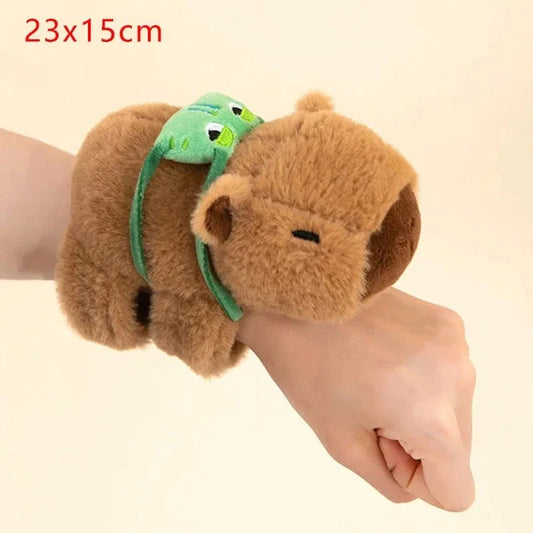 Kawaii Capybara Plush Slap Snap Wristband – Funny Kids Toy Bracelet