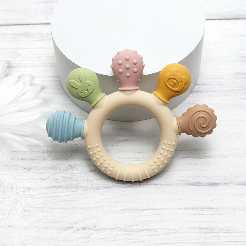 Silicone Baby Ring Teether – Multicolor Sensory Gum Relief Toy - BIG FRENCHIES