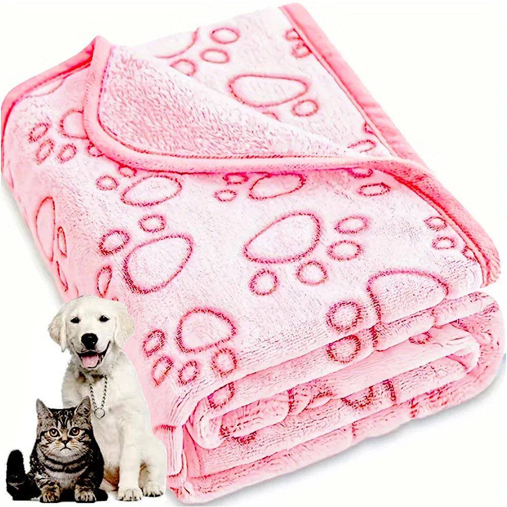Soft Fluffy Pet Blanket – Cute Paw Print Warm Fleece Mat for Dogs & Cats - BIG FRENCHIES