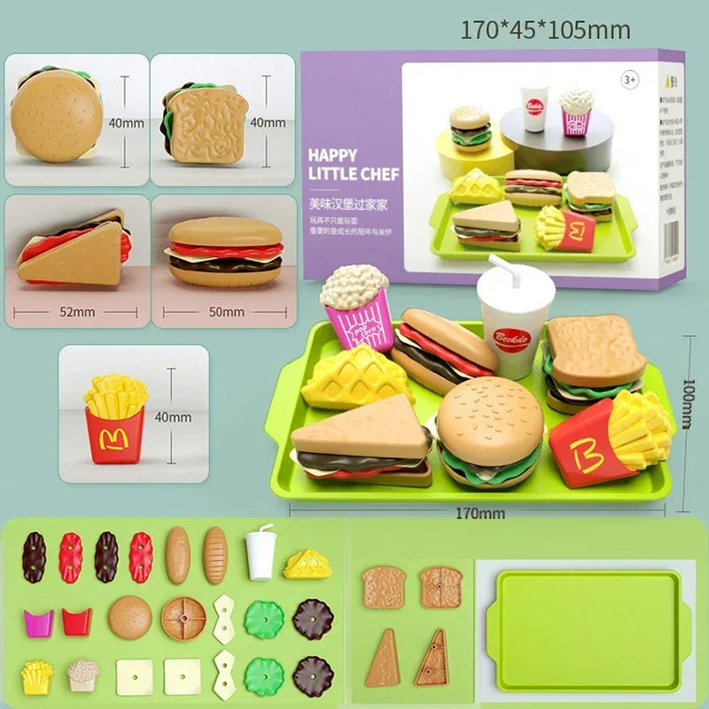 Children Hamburger Pretend Play Kitchen Toy Set – Sandwich & Fries - BIG FRENCHIES
