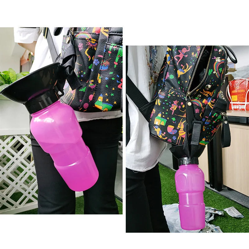 500ml Outdoor Portable Pet Water Bottle – Leakproof Dog & Cat Travel Cup with Drinking Bowl Feeder - BIG FRENCHIES