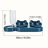 3-in-1 Cat Food & Water Bowl Set with Gravity Water Feeder - BIG FRENCHIES
