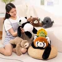 Kawaii Forest Animal Plush – Soft Raccoon, Dinosaur, Sloth, Panda Toy