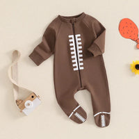 Baby Boys Girls Jumpsuit Long Sleeve Round Neck Romper Football Footie Bodysuit - BIG FRENCHIES
