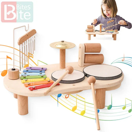 Wooden Montessori Baby Musical Toy Xylophone & Aeolian Bells - BIG FRENCHIES