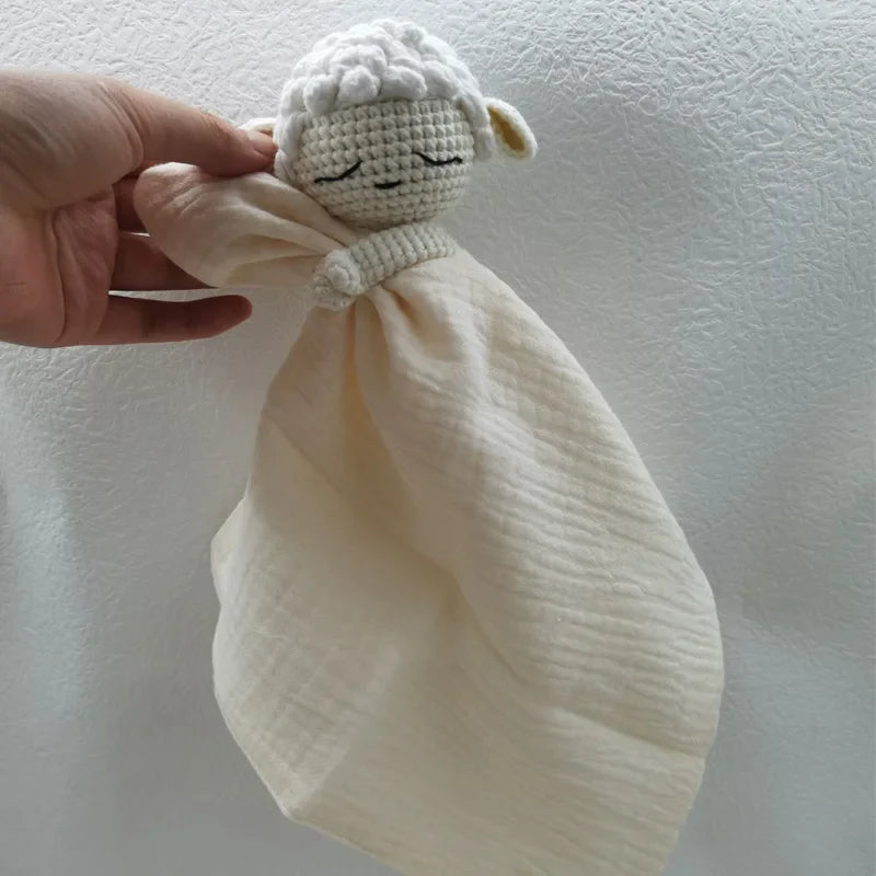 Baby Bib with Sleeping Animals Rattle