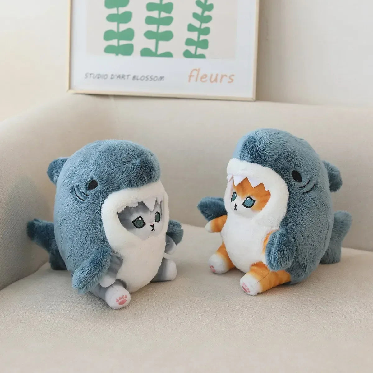 Kawaii Shark Cat Plush Toy – Soft Colorful Stuffed Doll for Kids - BIG FRENCHIES