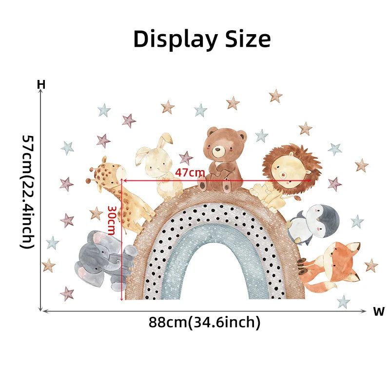 Watercolor Cartoon Animals Wall Stickers