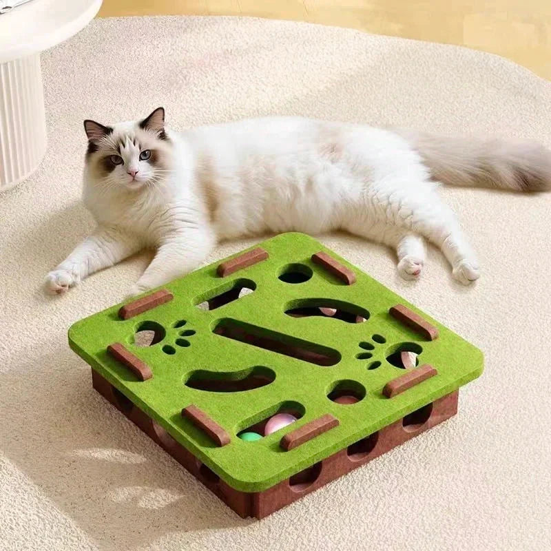 Interactive Cat Puzzle Toy – Felt Maze Box with Bell Balls-Pet Toys-BIG FRENCHIES-Econic Blanks