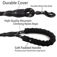 Reflective Dog Leash – Heavy Duty Traction Rope with Padded Handle for Strong Dogs