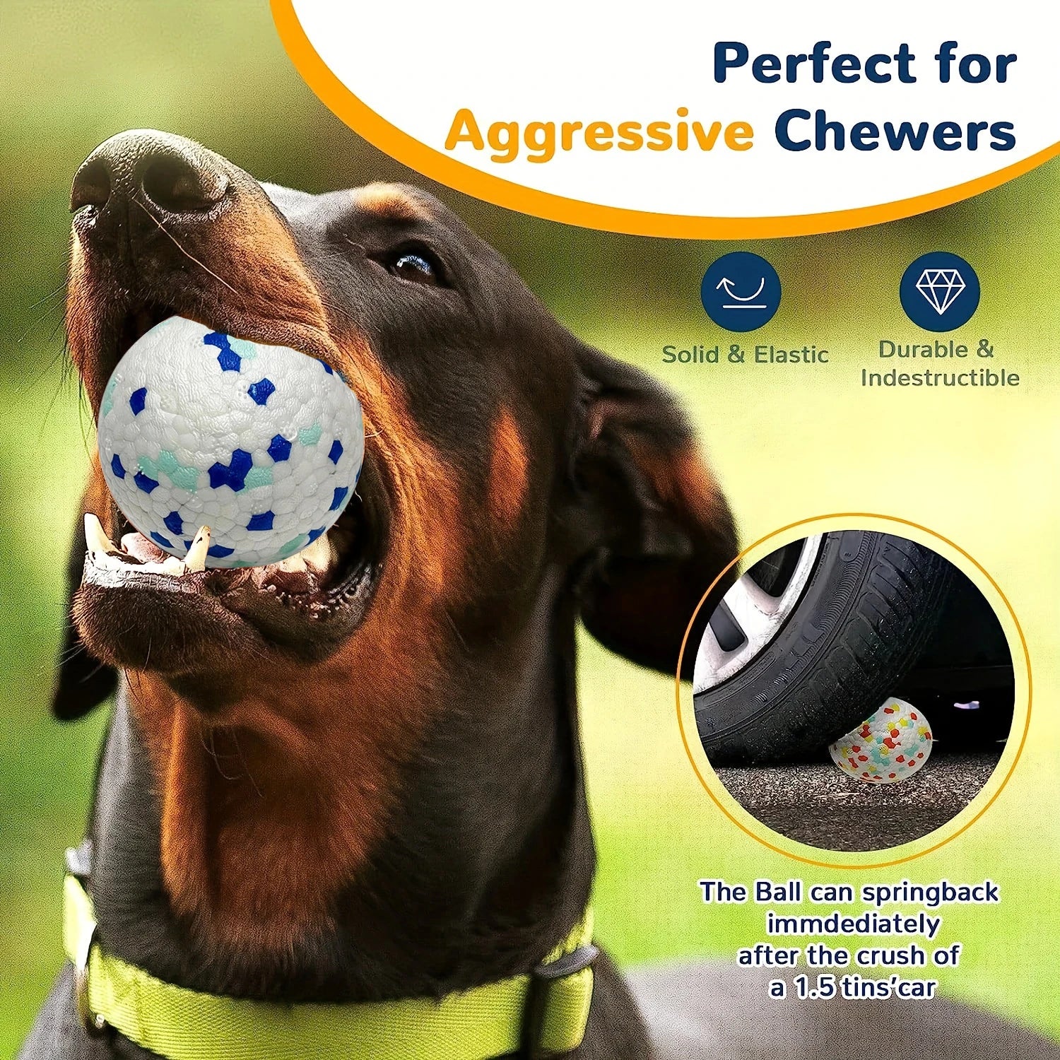 Durable Chew Ball Dog Toy – Interactive Teeth Cleaning Ball - BIG FRENCHIES