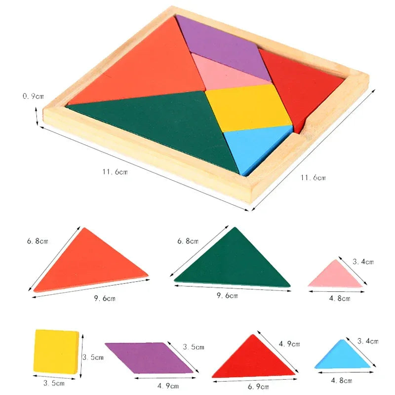 Wooden Blocks Puzzle Toy – Montessori 3D Tangram Brain Teasers - BIG FRENCHIES