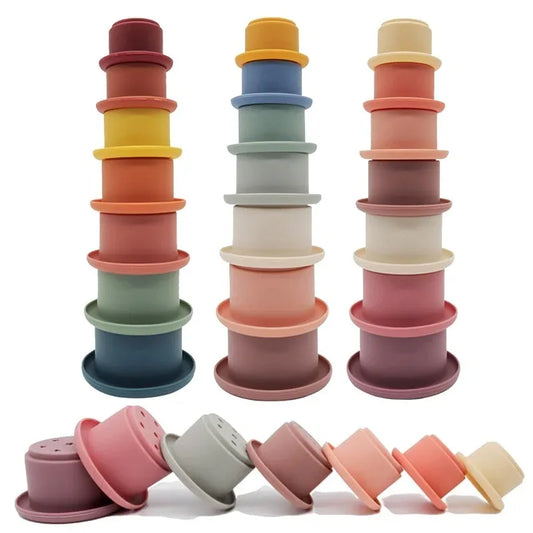 Baby Silicone Stacking Cups – Montessori Hourglass Tower Toy - BIG FRENCHIES