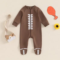 Baby Boys Girls Jumpsuit Long Sleeve Round Neck Romper Football Footie Bodysuit - BIG FRENCHIES