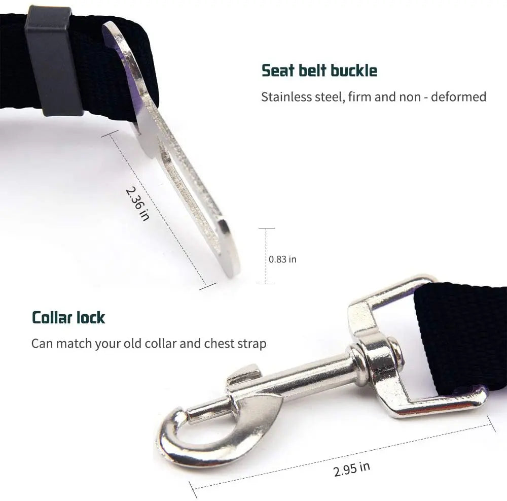 Pet Car Seat Belt Harness – Adjustable Safety Clip for Dogs & Cats - BIG FRENCHIES