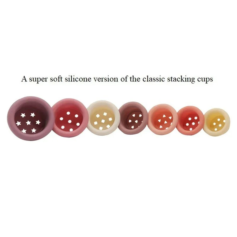 Baby Silicone Stacking Cups – Montessori Hourglass Tower Toy - BIG FRENCHIES