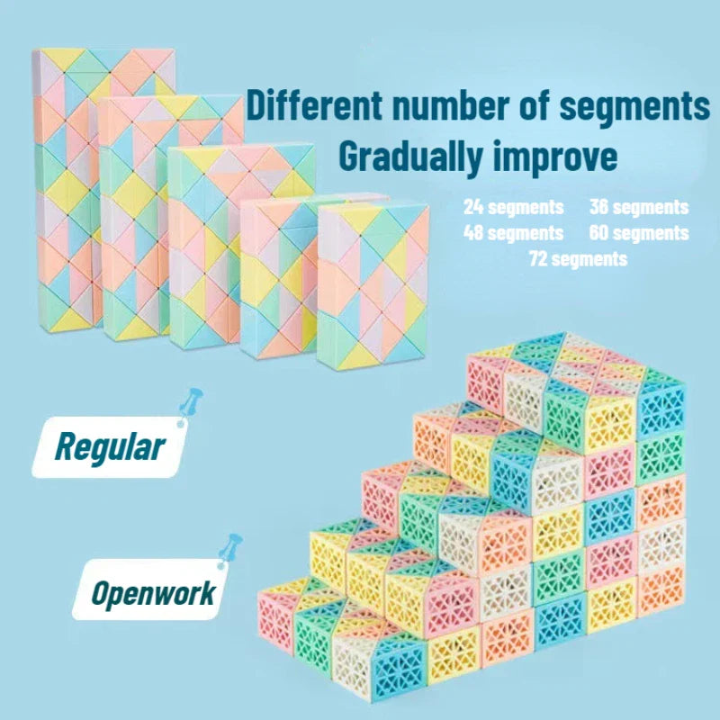 MEACAOFG Magic Snake Ruler Puzzle 24 36 48 60 72 Segments Stress Reliever Toys Twist Folding Educational Toy Kids Child Fidget Toys Cube