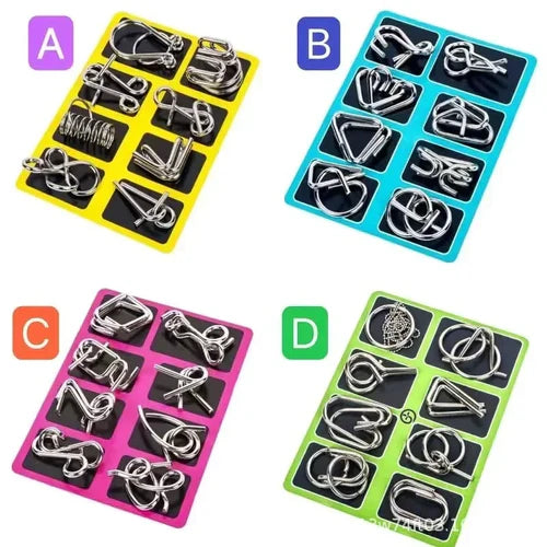 MEACAOFG 8/24/32Pcs Nine Link Series 3D Metal Puzzle Toy Release Buckle