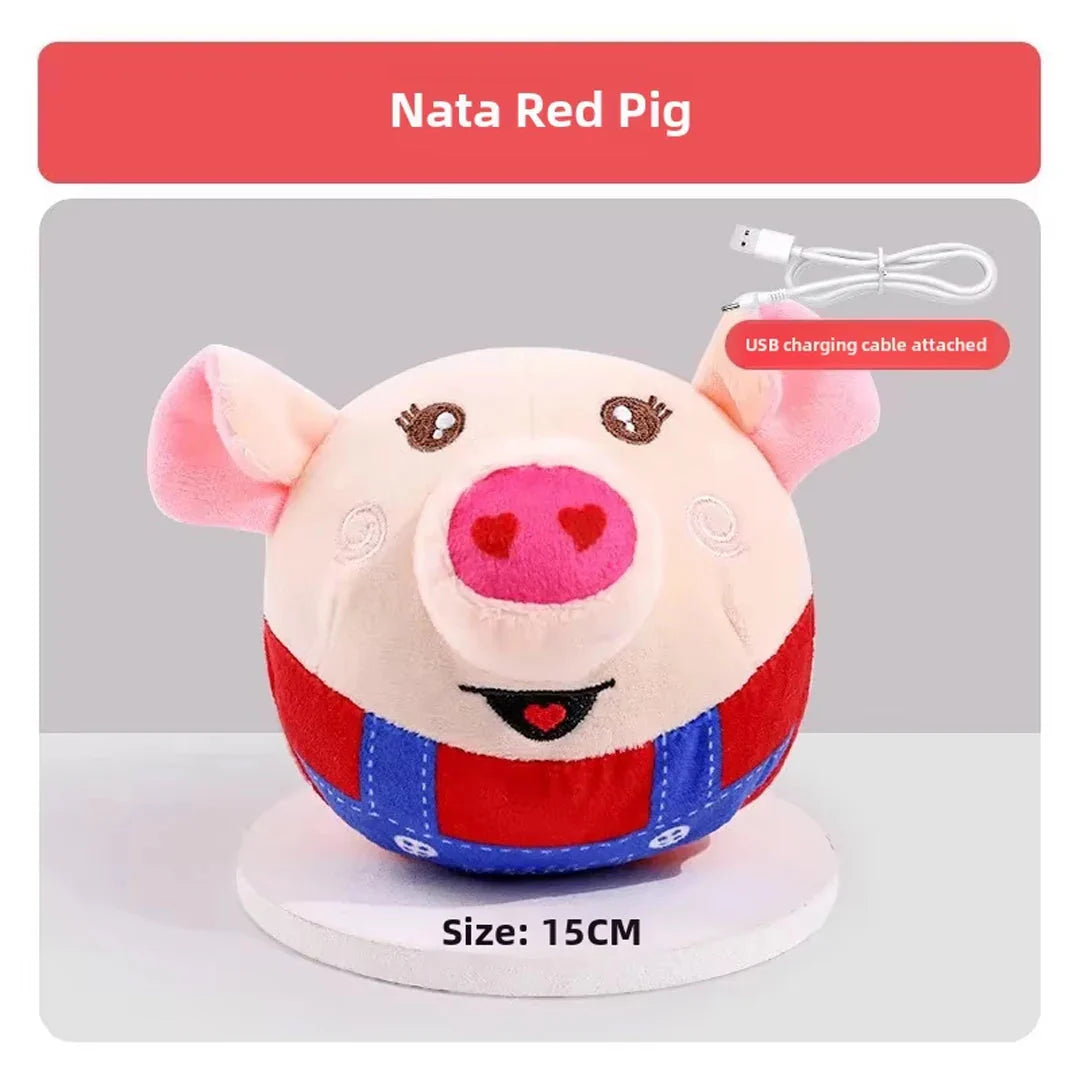 Interactive Electric Plush Jumping Ball - USB Rechargeable Dog Training Toy with Music