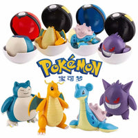 Pokemon Pokeball Anime Figures Toys, Pikachu Gengar Dragonite Snorlax Lapras Pocket Pokeball Toys