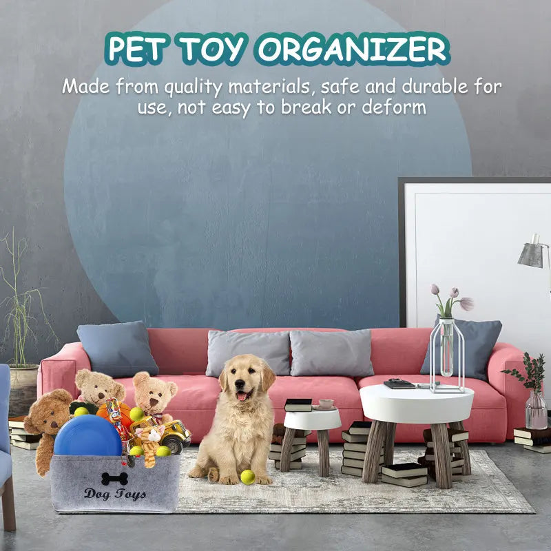 Dog Toy Storage Basket – Felt Organizer Bin for Pets - BIG FRENCHIES