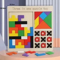 Wooden Blocks Puzzle Toy – Montessori 3D Tangram Brain Teasers - BIG FRENCHIES