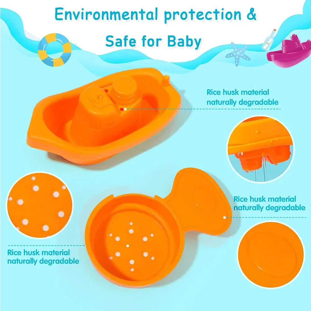 Baby Stacking Bath Toys – Rainbow Cups, Boats & Spoons Set - BIG FRENCHIES