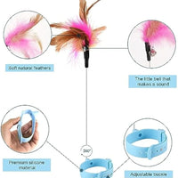 Adjustable Cat Collar Feather Teaser Toy with Bell - BIG FRENCHIES