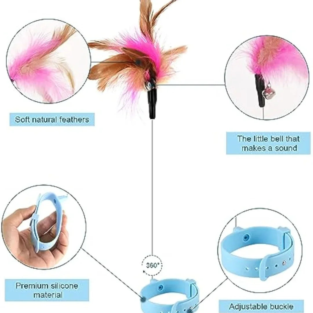Adjustable Cat Collar Feather Teaser Toy with Bell - BIG FRENCHIES