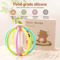 Wooden Rain Drum Baby Rattle Silicone Teether Toy