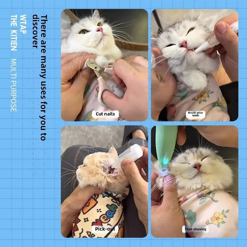 Cat Grooming Wrap - Anti-Bite, Anti-Scratch Swaddle for Medicine & Nail Clipping - BIG FRENCHIES