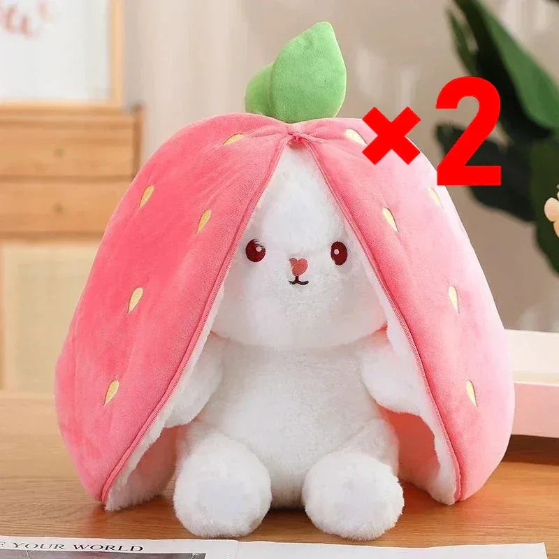 Cute Strawberry Carrot Rabbit Plush Toy – Soft Cuddly Bunny Doll - BIG FRENCHIES