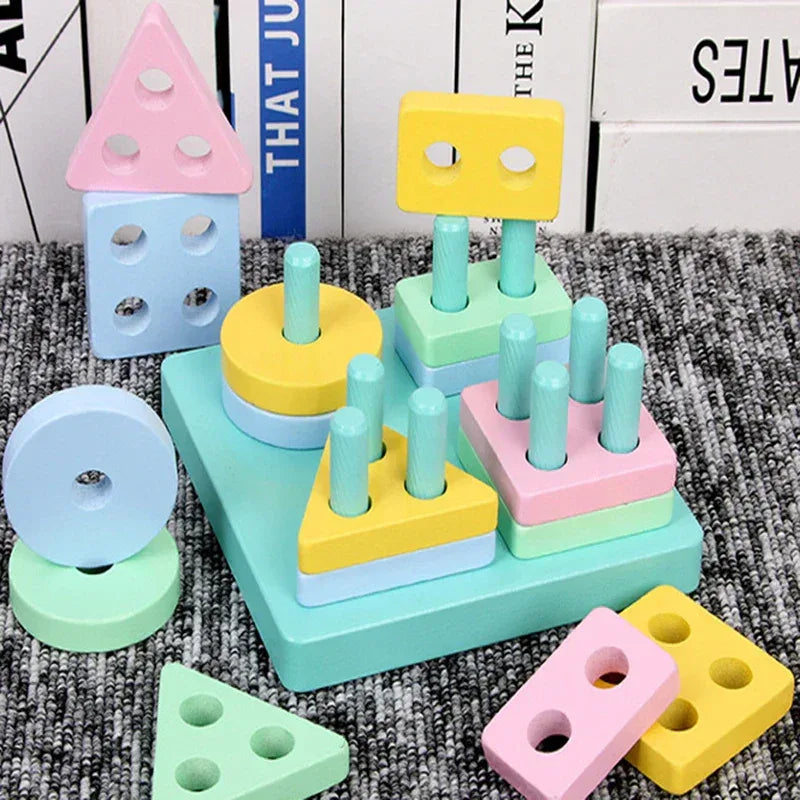 Montessori Wooden Building Blocks – Educational Color & Shape Toy - BIG FRENCHIES