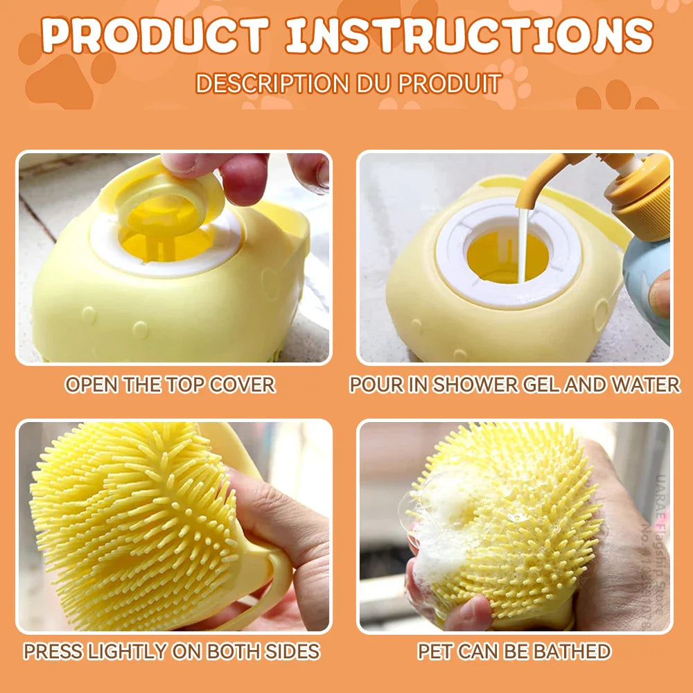 Pet Bathing Brush with Shampoo Dispenser - BIG FRENCHIES
