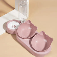 3-in-1 Cat Food & Water Bowl Set with Gravity Water Feeder - BIG FRENCHIES