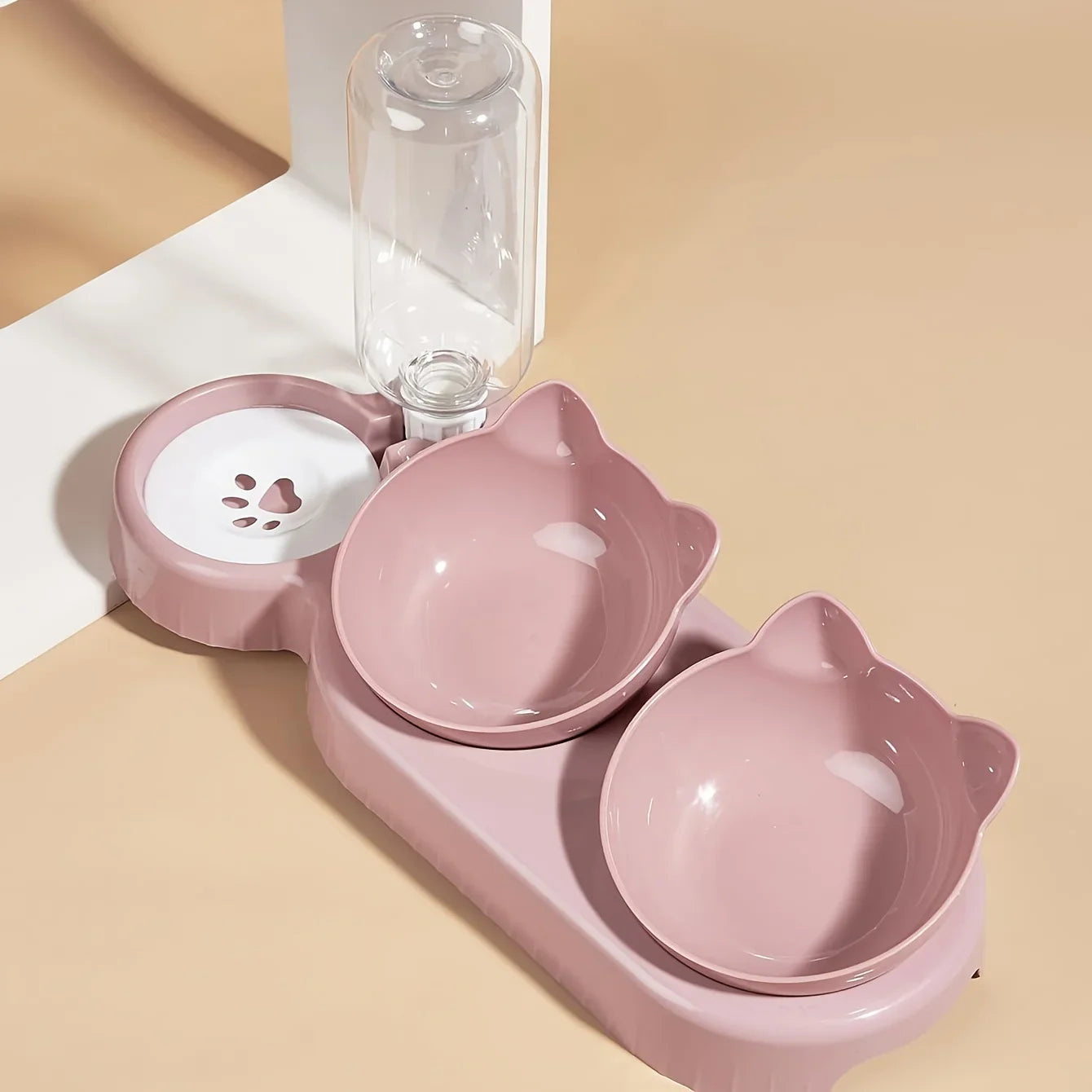 3-in-1 Cat Food & Water Bowl Set with Gravity Water Feeder - BIG FRENCHIES