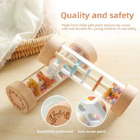 Montessori Baby Rain Stick Rainbow Hourglass Music Rattle Toy