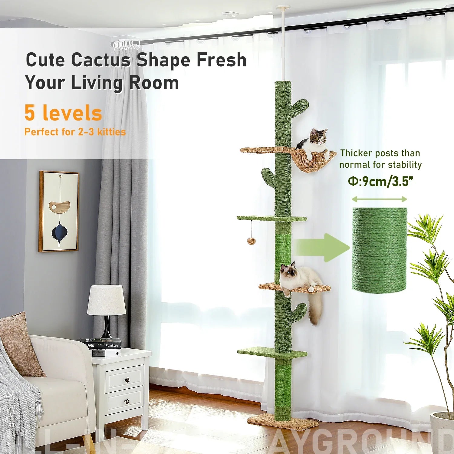 5 Tier Cat Tree Tower with Scratching Posts & Hammock - BIG FRENCHIES