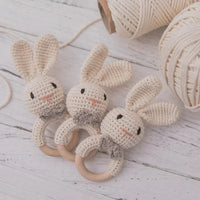Baby Crochet Rattle Wooden Teether Toy BPA Free
