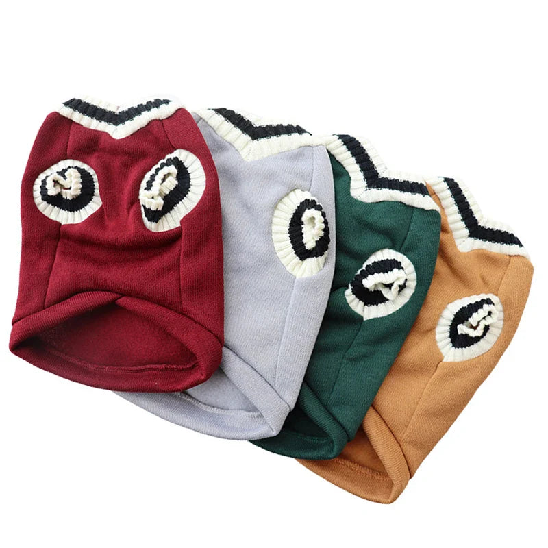 Small Dog Winter Sweater - V-Neck College Style Knitwear - BIG FRENCHIES