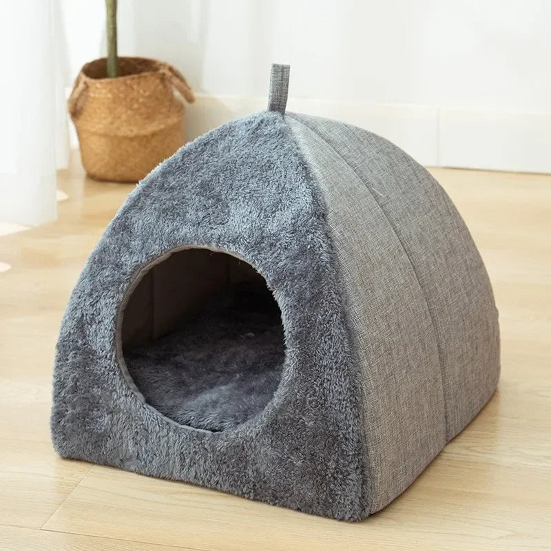 Heated Cat Bed – Self Warming Triangle Cat Cave for Indoor Pets - BIG FRENCHIES