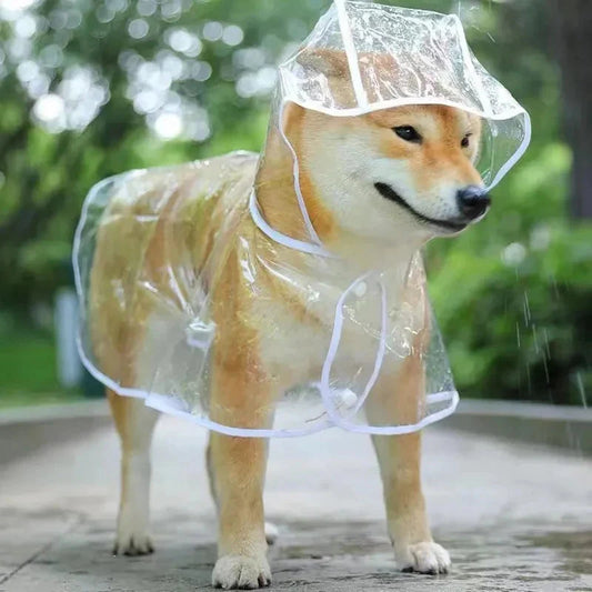 Transparent Dog Raincoat – Waterproof Hooded Pet Rainwear Jacket for Small Dogs