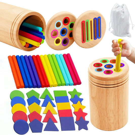 Wooden Montessori Color Matching Sorting Stick Balance Toy - BIG FRENCHIES