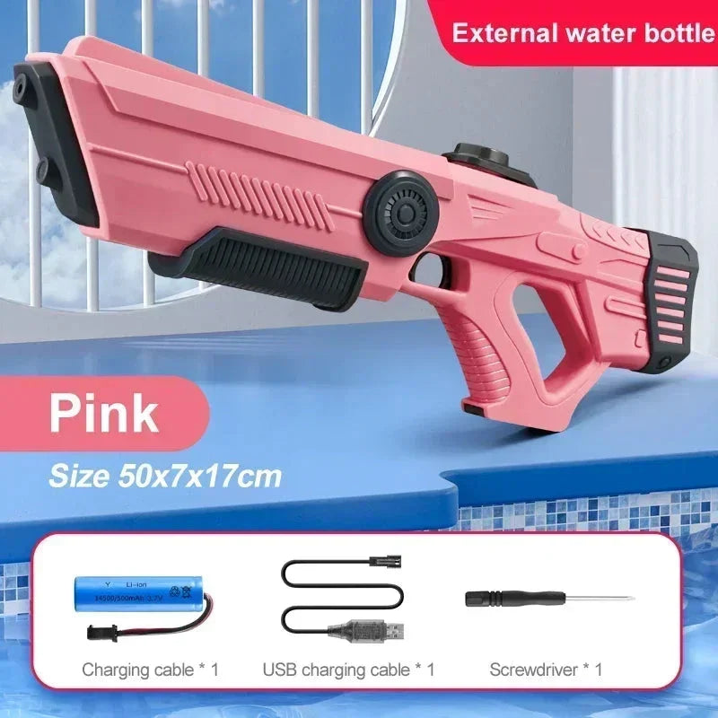 Electric Automatic Water Gun – Rechargeable High-Pressure Water Blaster for Kids & Adults, Portable Outdoor Beach Toy