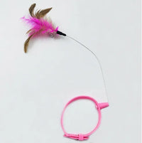 Adjustable Cat Collar Feather Teaser Toy with Bell - BIG FRENCHIES