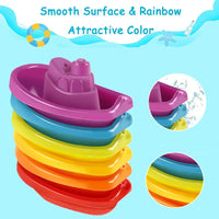 Baby Stacking Bath Toys – Rainbow Cups, Boats & Spoons Set - BIG FRENCHIES