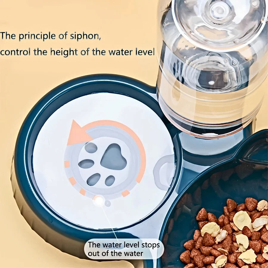 3-in-1 Cat Food & Water Bowl Set with Gravity Water Feeder - BIG FRENCHIES