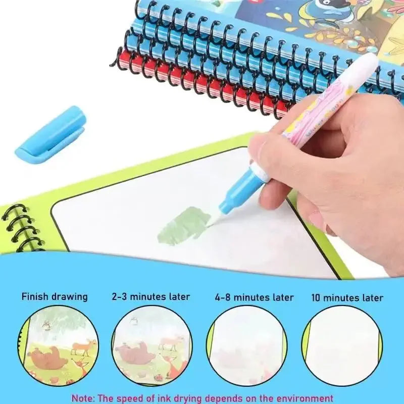 Watercolor Painting Magic Book – Reusable Cartoon Art Book for Kids - BIG FRENCHIES